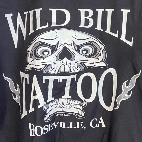 Vintage Iconic Wild Bill Tattoo Black Full Zip Full Graphic Mean Jacket MINTY - Picture 3 of 7